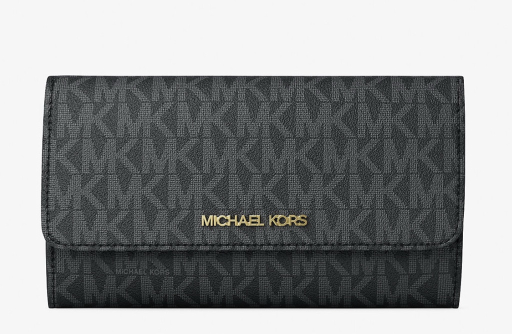 Imagen 1 de Billetera black Jet Set grande de tres paneles con logotipo