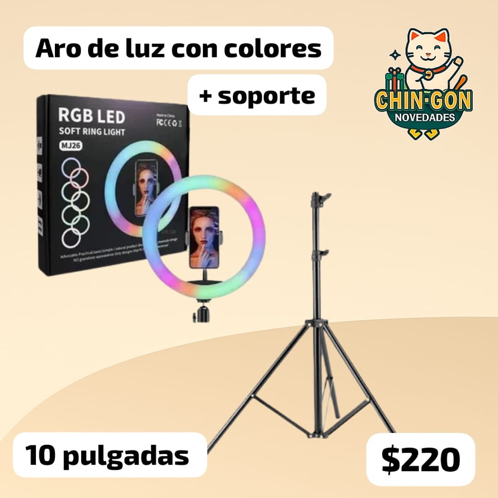 Imagen 1 de Aro luz con colores más soporte 10 pulgadas