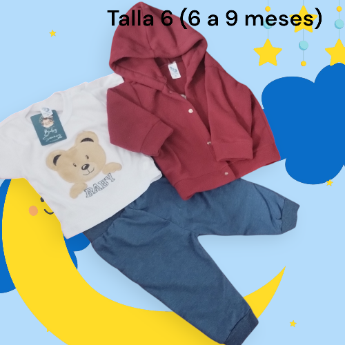 Imagen 1 de Otros - Conjunto de 3 piezas Chaqueta Abrigada Talla 6 a 9 meses