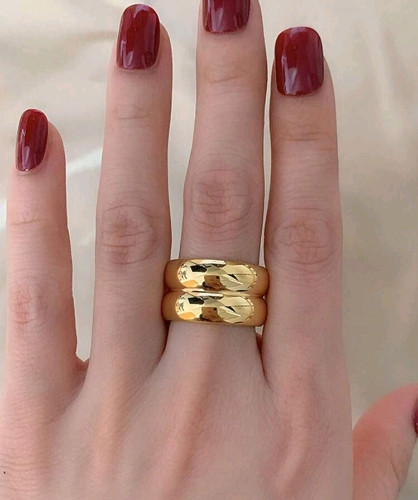 Imagen 1 de Anillo Chunky Talla 10 Doble aro liso Dorado