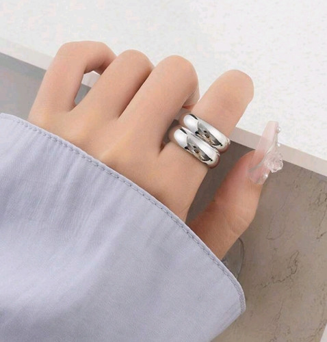 Imagen 1 de Anillo Chunky Talla 10 Doble aro liso Plateado