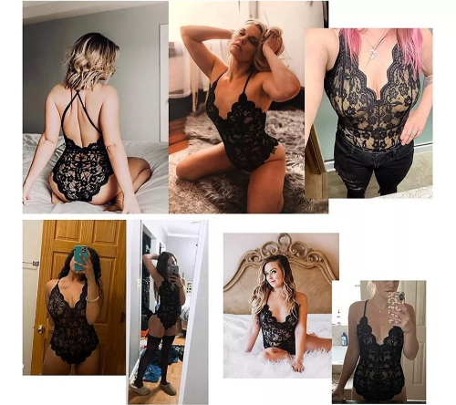 Imagen 1 de Bralett panty encaje coordinando body conjunto Talla M