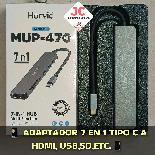 Imagen 1 de Adaptador 7 en 1 tipo C a HDMI,USB,SD,etc