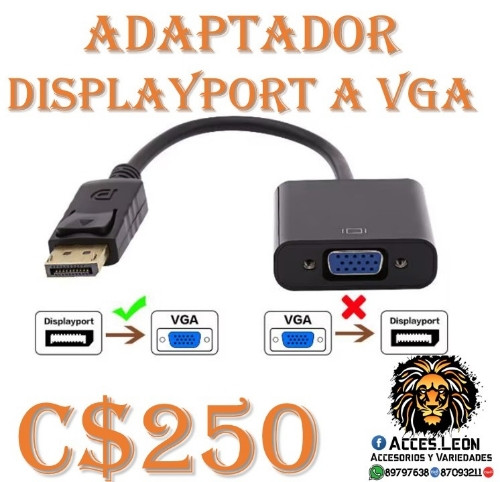 Imagen 1 de Adaptador Displayport a VGA