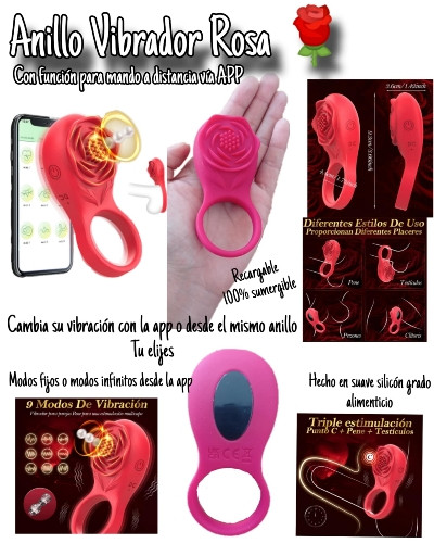 Imagen 1 de Anillo vibrador mando por App Rosa