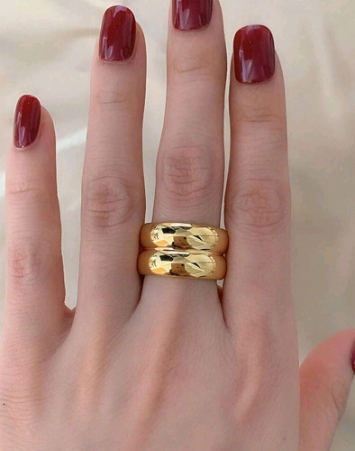 Imagen 1 de Anillo Chunky Talla 11 Doble aro liso Dorado