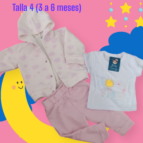 Imagen 1 de Otros - Conjunto de 3 piezas Chaqueta Labrada Talla 3 a 6 meses