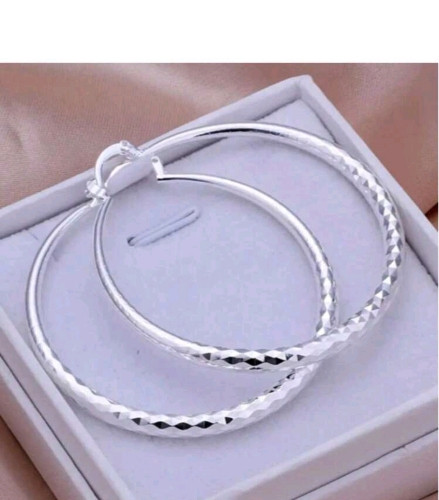 Imagen 1 de Aretes tipo aro plateado