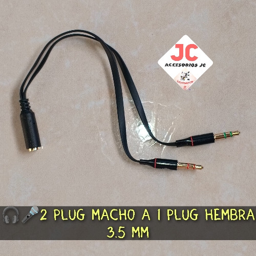 Imagen 1 de 2 plug macho a 1 plug hembra 3.5 mm