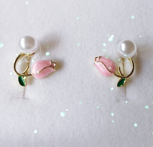 Imagen 1 de Aretes de Rosa+Perla - fantasía fina