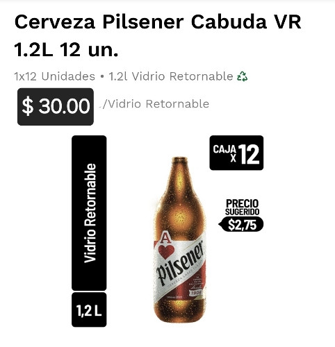 Imagen 1 de Cerveza pilsener Cabuda 1.2LT 12unidades
