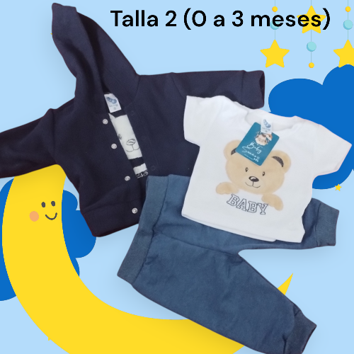 Imagen 1 de Otros - Conjunto de 3 piezas Chaqueta Abrigada Talla 0 a 3 meses