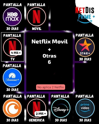 Imagen 1 de Combo 7: Netflix + Disney + Amazon + HBO + VIX + Páramount + Cruchyroll