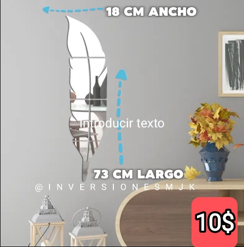 Imagen 1 de Decoración Moderna pluma Minimalista EFECTO ESPEJO  