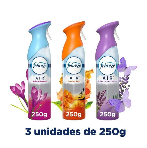 Imagen 1 de AROMATIZANTE EN AEROSOL FEBREZE AIR 3 PZAS DE 250 G C/U