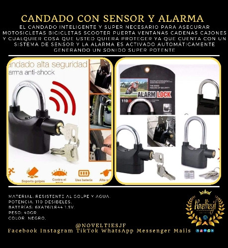 Imagen 1 de CANDADO CON SENSOR Y ALARMA