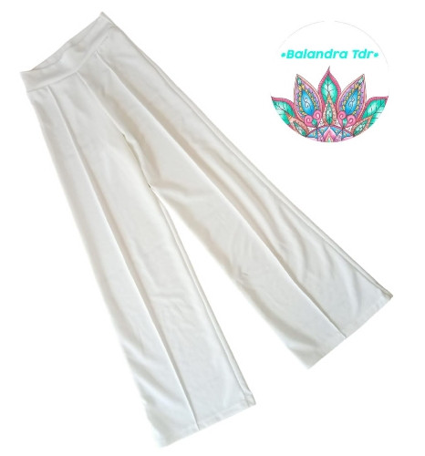 Imagen 1 de Pantalón de vestir de pierna ancha stretch color blanco 