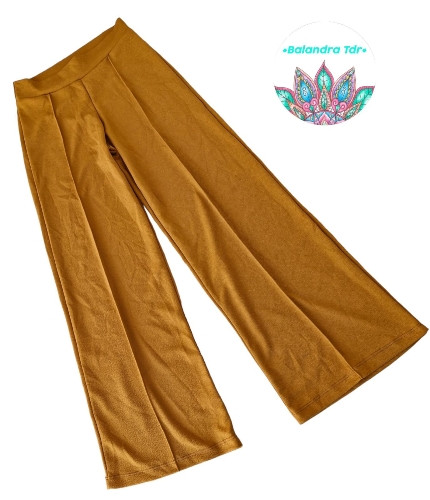 Imagen 1 de Pantalón de vestir pierna ancha stretch mostaza 