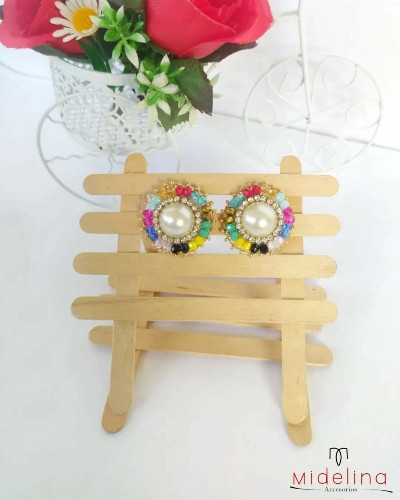 Imagen 1 de Aretes Chapa Multicolor 