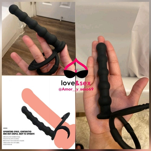 Imagen 1 de Anillo de pene de silicona con consolador 