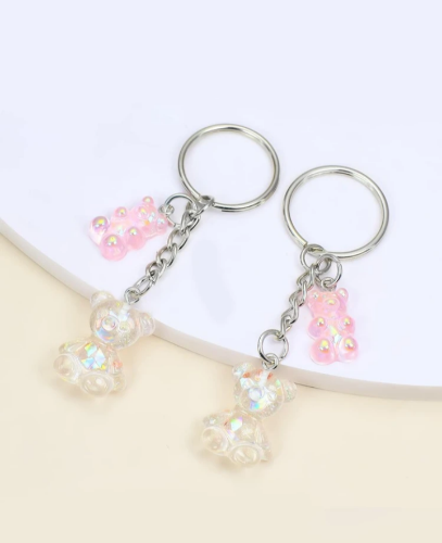 Imagen 1 de 2 piezas llavero con diseño de oso acrílico - Rosa