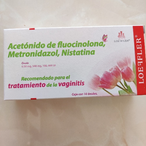 Imagen 1 de Acetónido de Fluocinolona, Metronidazol, Nistatina Óvulos 0.5mg, 500mg, 100,000 U