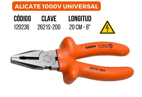 Imagen 1 de Alicate Electricista 8"BAHCO