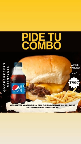Imagen 1 de Combo cheese burger Wop