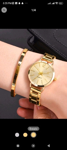 Imagen 1 de 1 pieza minimalista Reloj cuarzo de puntero redondo & 1 pieza Brazalete