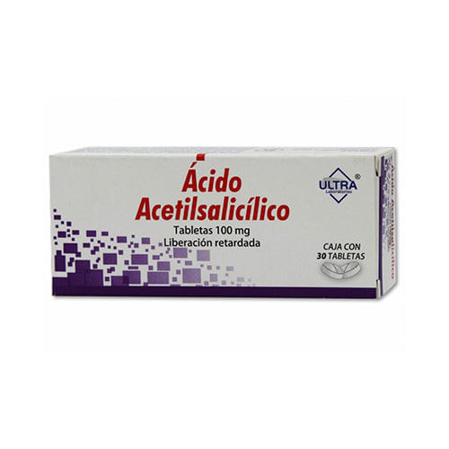 Imagen 1 de Ácido acetilsalicílico 30 tab 100mg ult159