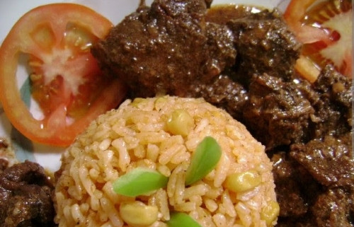 Imagen 1 de Arroz con carnes fritas ,con BBQ o rés guisada