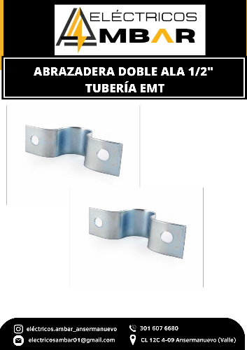 Imagen 1 de ABRAZADERA DOBLE ALA 1/2" PARA TUBERÍA EMT