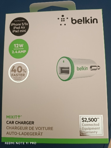 Imagen 1 de ADAPTADOR AUTO BELKIN 12W 2.4Amp
