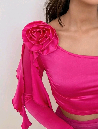Imagen 1 de Camisa de hombros oblicuos Fucsia