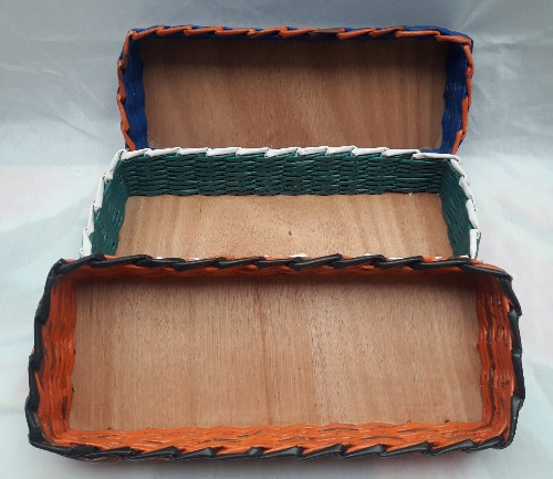 Imagen 1 de Canasta rectangular papel base de madera maxi.