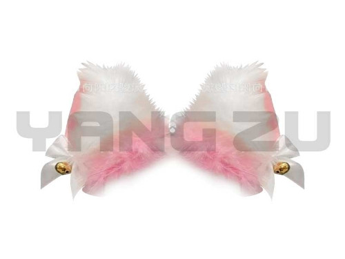 Imagen 1 de ADORNO P/CASCO OREJAS DE PELUCHE CON PLUMAS ROSADAS Y CASCABEL