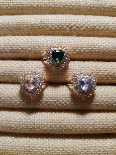 Imagen 1 de Anillo corazon y brillos varios colores