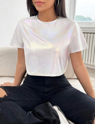Imagen 1 de Camisa crop tornasol blanco