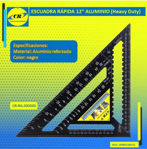 Imagen 1 de Escuadra rápida de aluminio 12" negro
