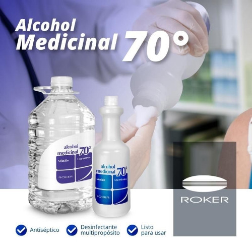Imagen 1 de Alcohol Líquido de 70⁰ (1000 ML) Sin Atomizador - Marca Roker
