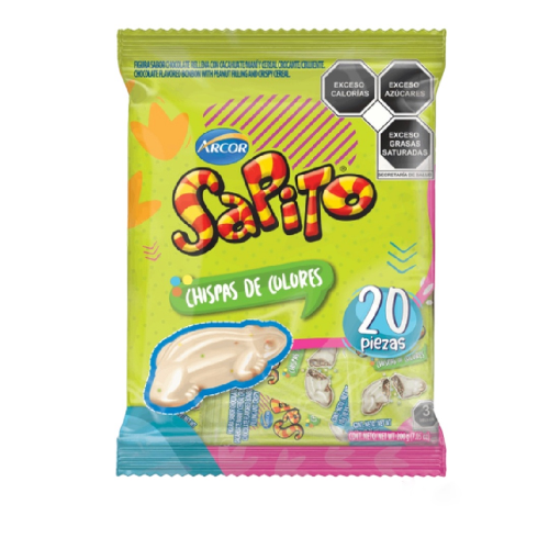 Imagen 1 de Chocolate Sapito sabor Chispas de Colores (bolsa)