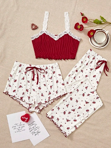 Imagen 1 de 3 peizas flores rojo