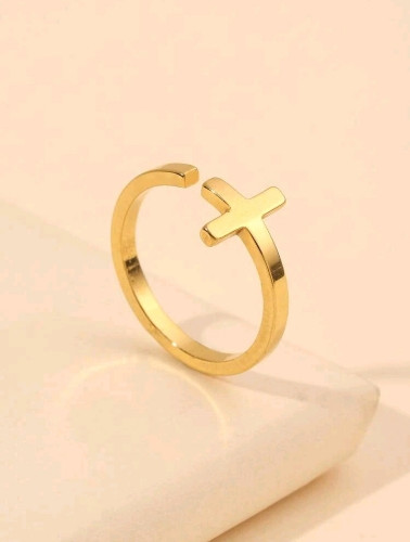 Imagen 1 de Anillo abierto con diseño de cruz ✝️