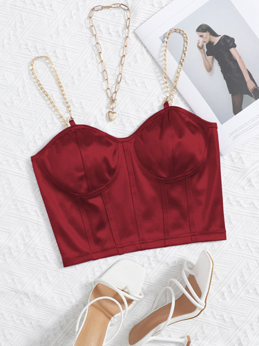 Imagen 1 de Bustier de seda con cadena burdeos. S / Cod: 103