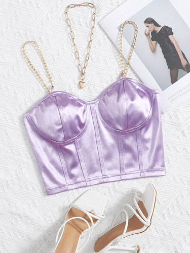 Imagen 1 de Bustier de seda con cadena lila. M / Cod: 103