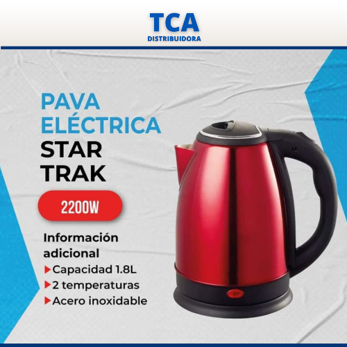 Imagen 1 de Pava Electrica STAR TRAK Roja o Acero Inoxidable 