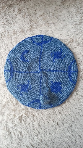 Imagen 1 de Boina de lana sintética azul diseño Kultrun