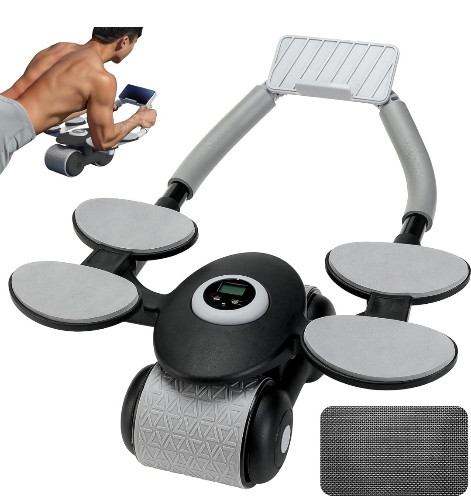 Imagen 1 de Ailinkor Rueda de rodillo Ab, nueva rueda de rodillo Ab rebote automático con 4 soportes para codo, rueda abdominal de rebote automático con temporiza