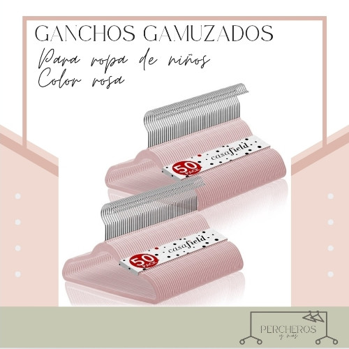 Imagen 1 de GAN013 - Caja de 50 unidades ganchos terciopelo rosa