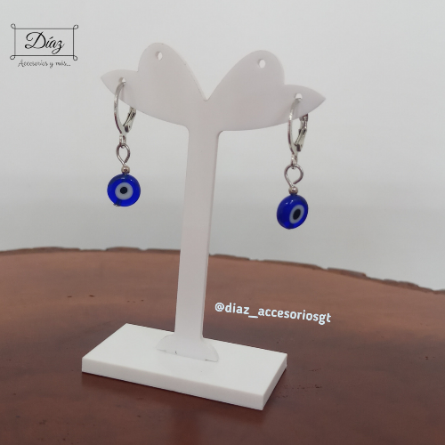 Imagen 1 de Aretes Huggies ojo turco azul